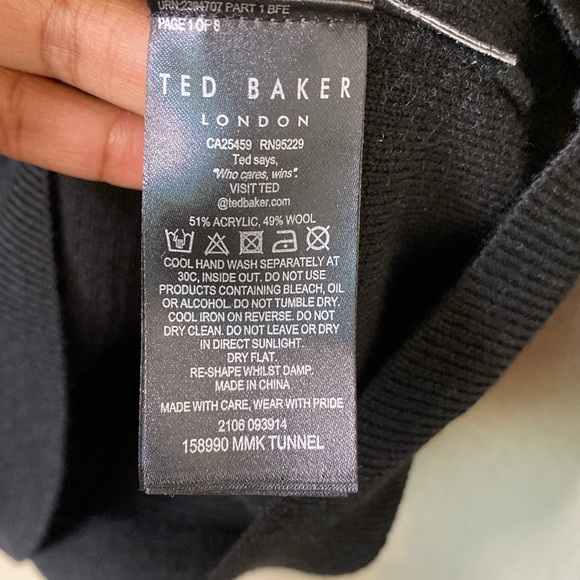 Ted Baker Quarter Zip Wool Blend Pullover Black Long Sleeve Men's Sweater 4(L) - Picture 9 of 14